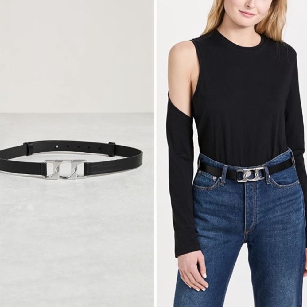 NWT Rag & Bone Olympus Black Leather Belt, Small